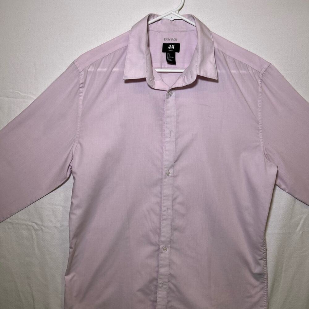 H&M Men's Lg Long Sleeve Dress Shirt Pink